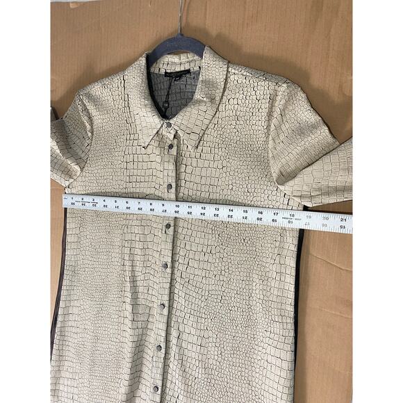 NWT ALBERTO MAKALI TOP SNAKE SKIN EMBOSSED BLOUSE SHIRT BUTTON UP TEXTURED MESH - Picture 14 of 16